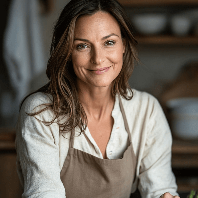 Charlotte in the kitchen, founder of Glamor Recipes food blog, sharing cozy family-friendly recipes